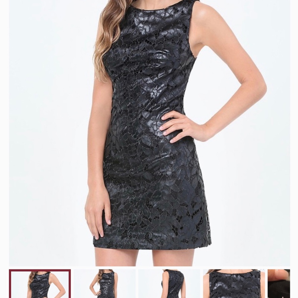 Bebe laser cut faux leather dress